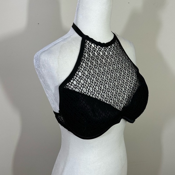 XOXO sz 36C swimsuit top in black. Mesh on the front is not delicate - Picture 7 of 9